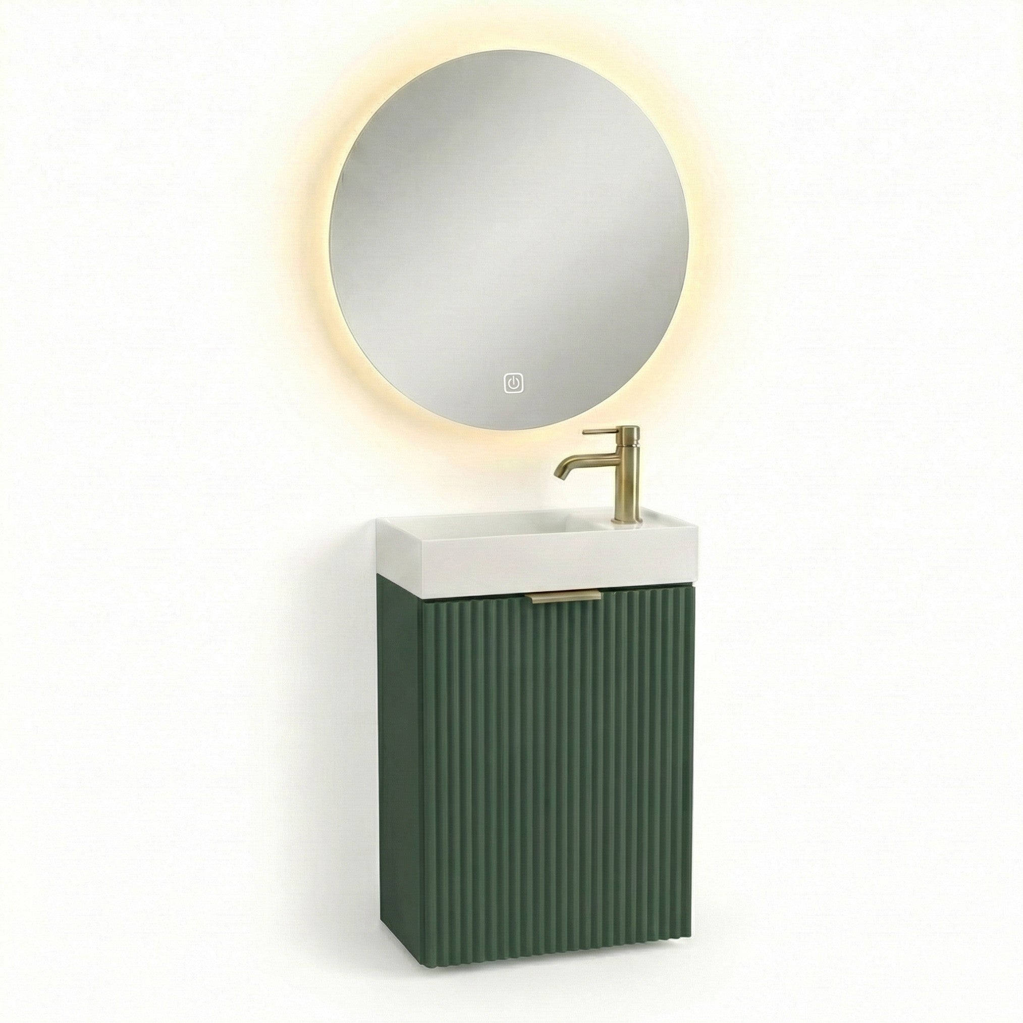 Zestaw mebli: Szafka łazienkowa 40 cm z umywalką i lustrem LED Willy Szałwiowy