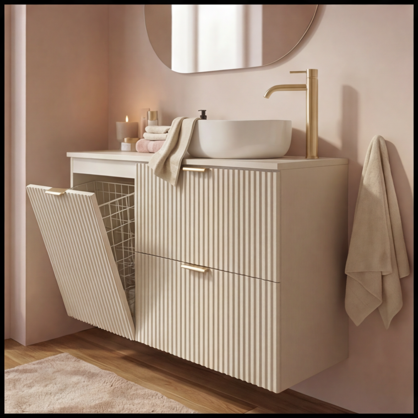 Szafka pod umywalkę z koszem na pranie 100 cm Willy - Kaszmir