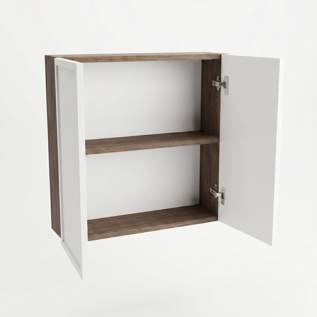 Szafka łazienkowa wisząca 60 cm z 2 drzwiczkami Roma - Biała/Orzech Ciemny