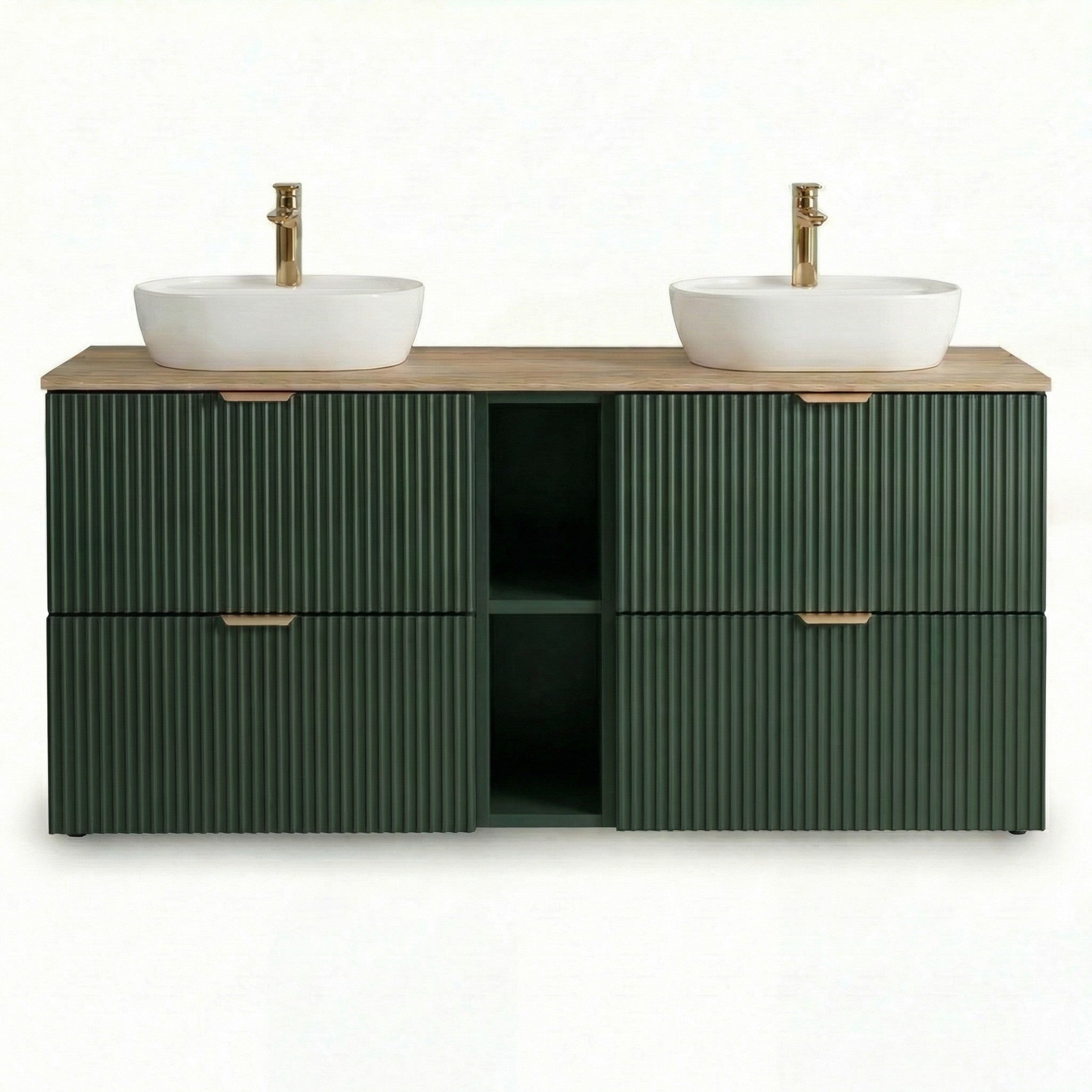 Zestaw mebli łazienkowych: Szafka pod umywalkę z umywalkami 140 cm Szałwiowy Willy