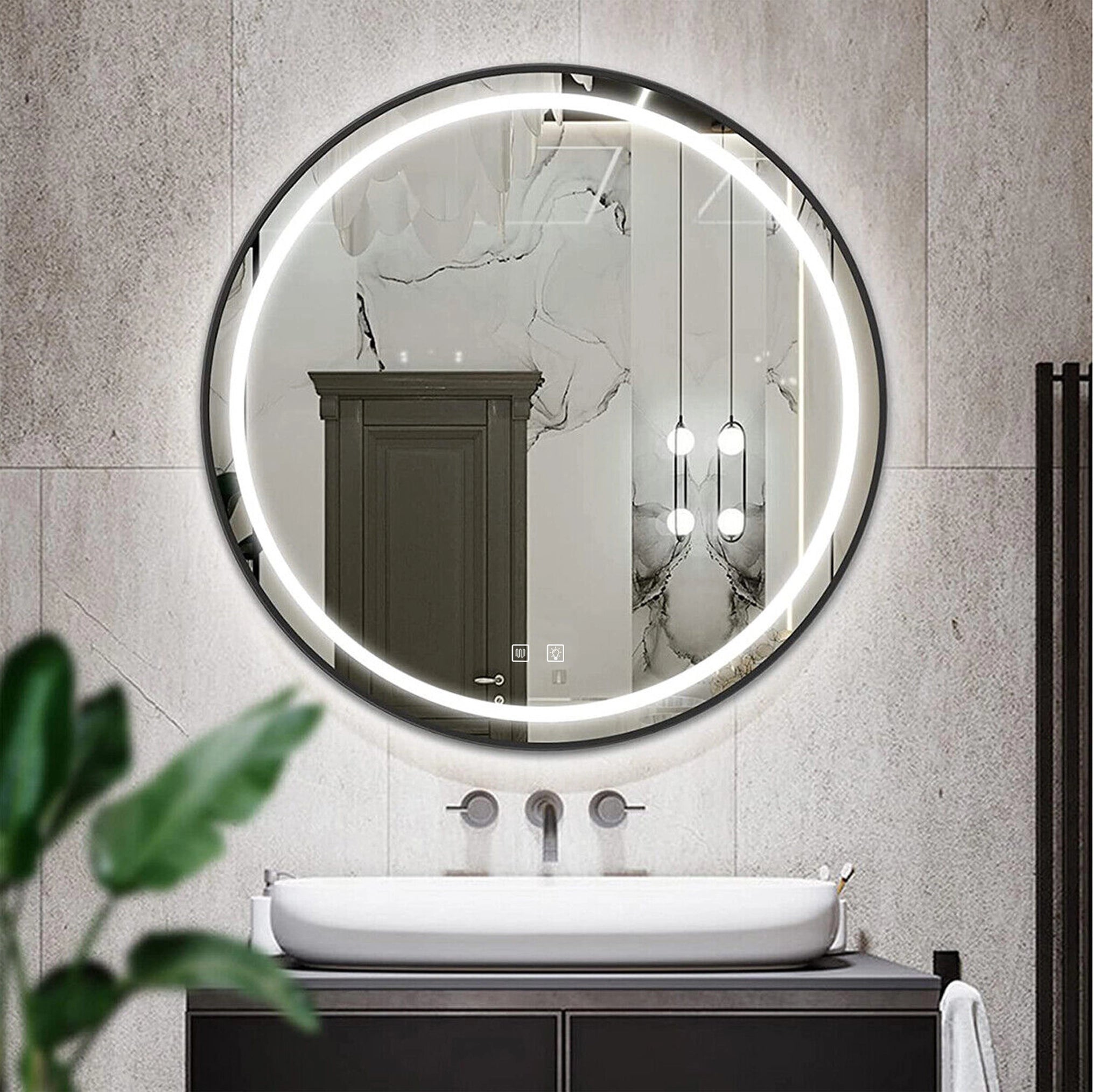 Lustro ścienne LED MMJ - 50 cm Czarny