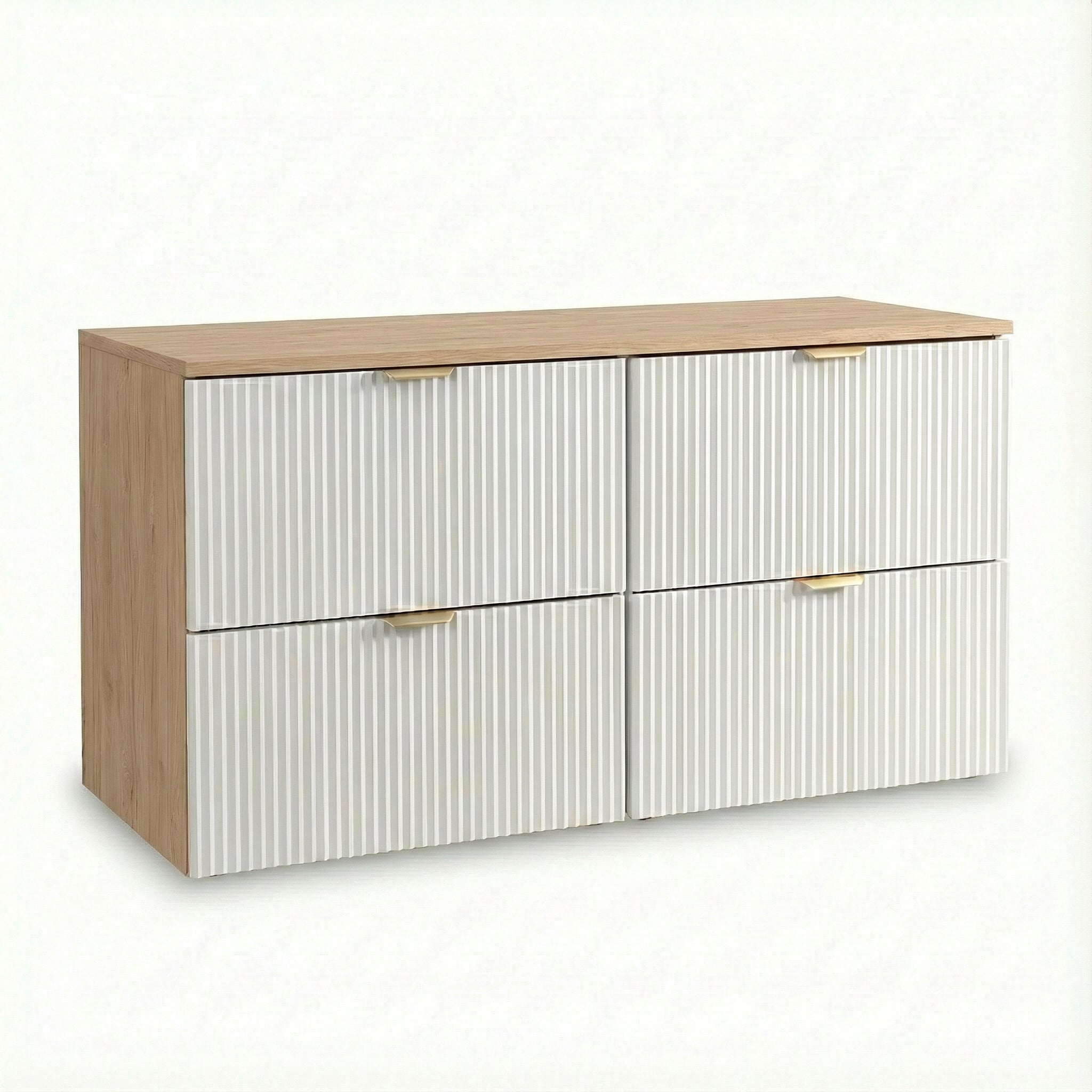 Szafka pod umywalkę z szufladami 120 cm Kaszmir Willy - Biały / Orzech