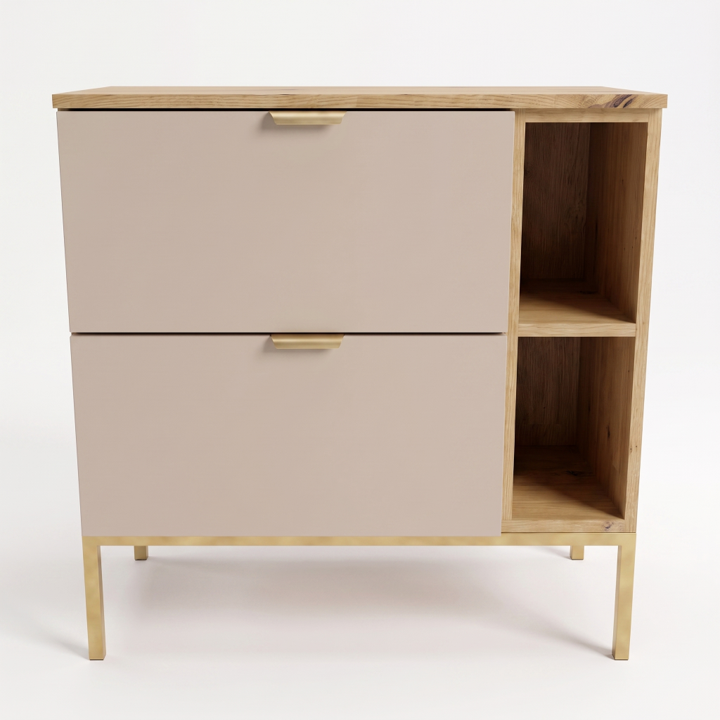 Szafka pod umywalkę na stelażu 80 cm z regałem Orio - Kaszmir/Dąb artisan