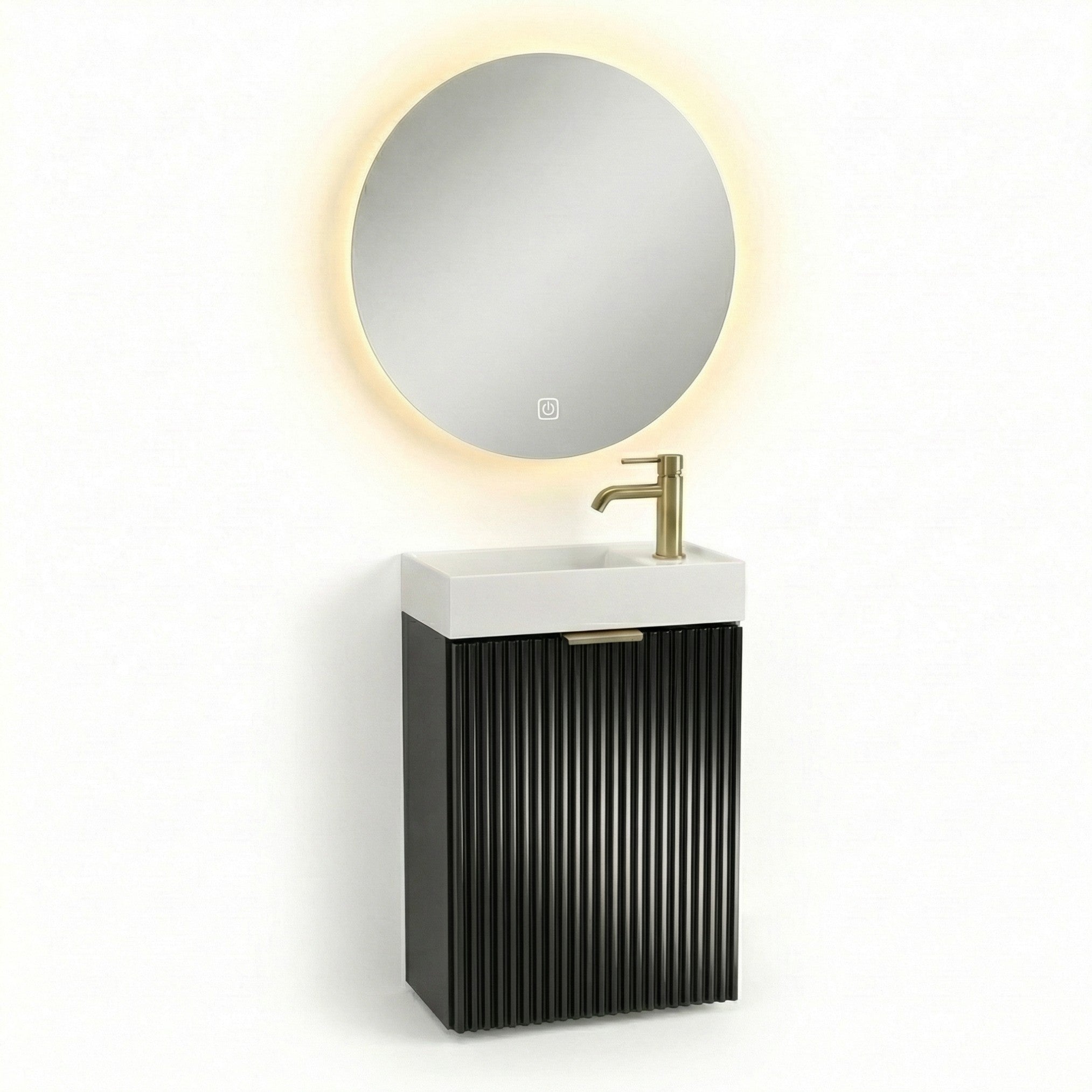 Zestaw mebli: Szafka łazienkowa 40 cm z umywalką i lustrem LED Willy Czarny