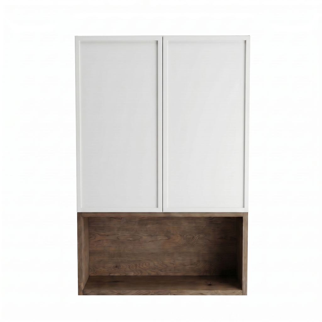 Szafka łazienkowa wisząca 60 cm nad geberit Roma - Biała/Orzech Ciemny