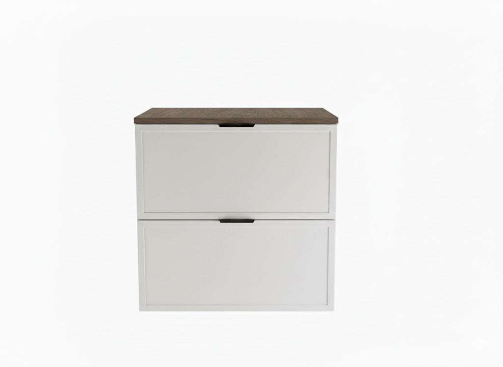 Szafka pod umywalkę z szufladami 60 cm Roma - Biały/Ciemny Orzech