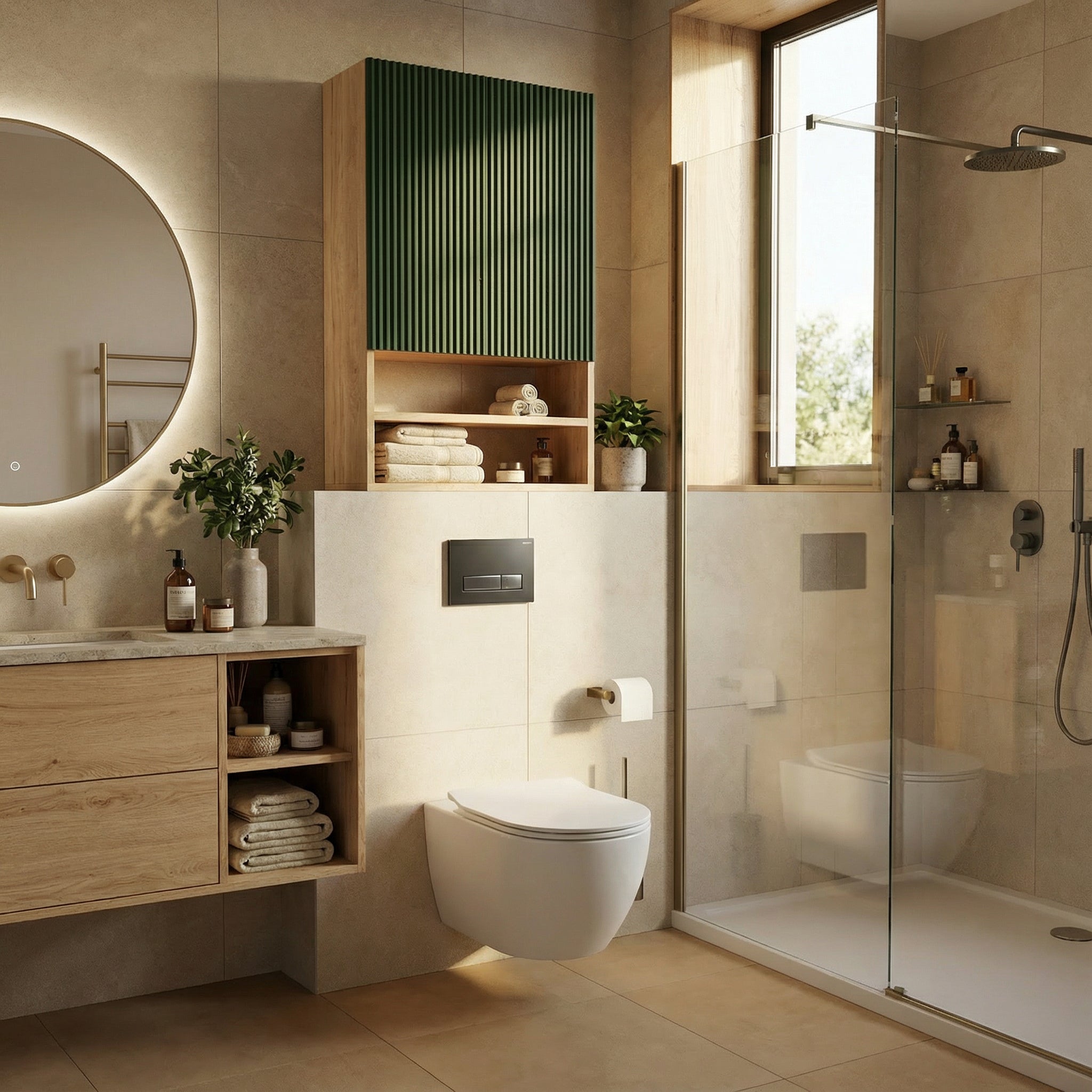 Szafka łazienkowa wisząca 60 cm nad geberit, rylfe Willy - Szałwiowy/Orzech