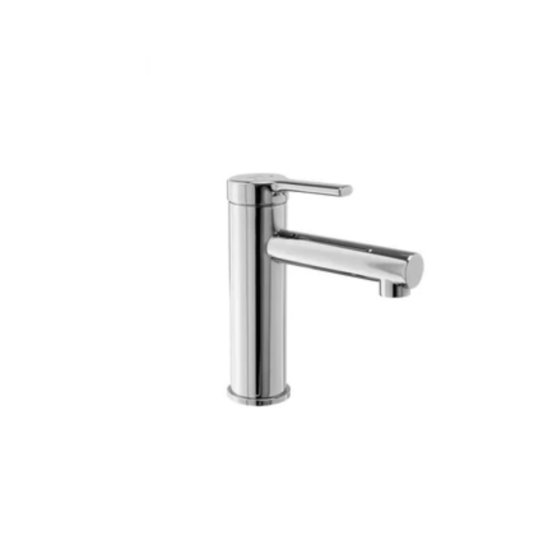 Bateria umywalkowa niska Pixel w chromie – nowoczesna chromowana bateria do łazienki z ceramiczną głowicą i perlatorem.