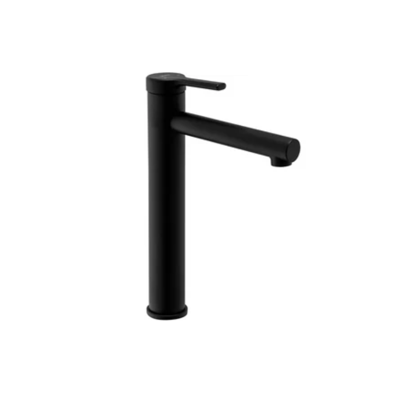 Bateria umywalkowa Pixel wysoka czarna – nowoczesna bateria nablatowa z ceramiczną głowicą i trwałą powłoką electroplating.