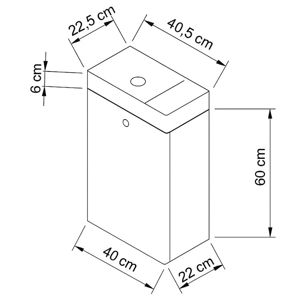 Szafka łazienkowa 40 cm z umywalką Belino - Ciemny Orzech