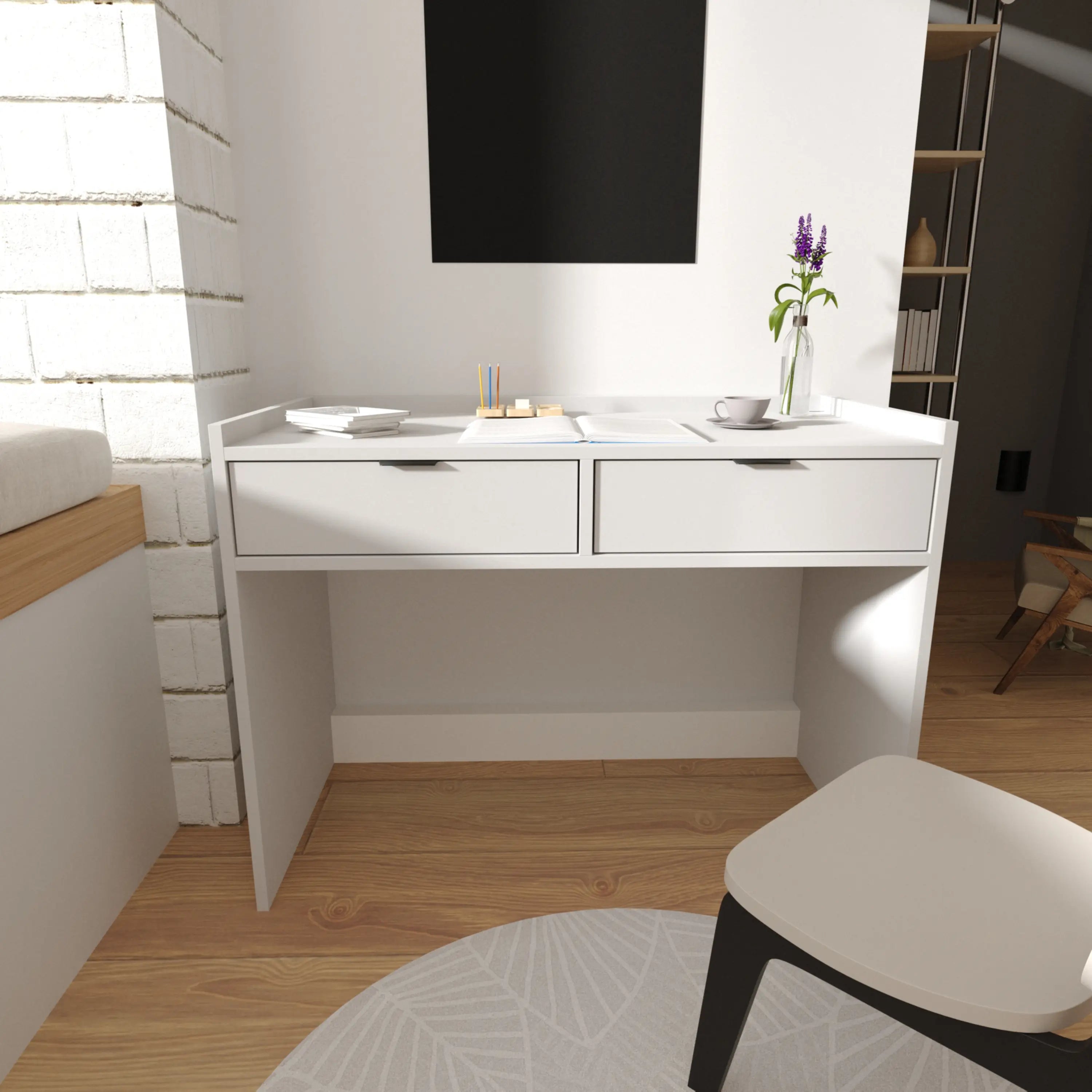 Biurko 100 cm Białe Aura