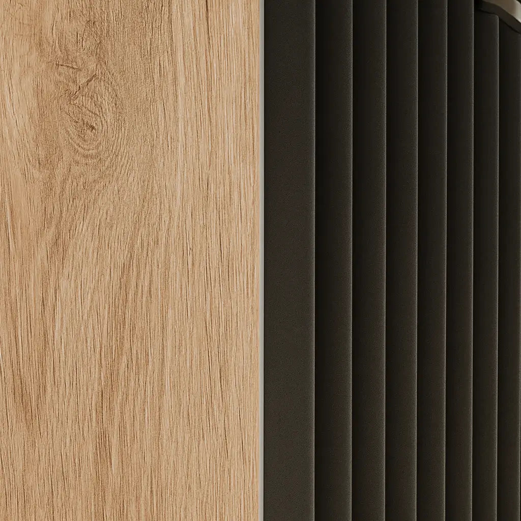 Szafka pod umywalkę z drzwiami ryflowanymi, bez blatu 80 cm Willy - Czarny/Orzech