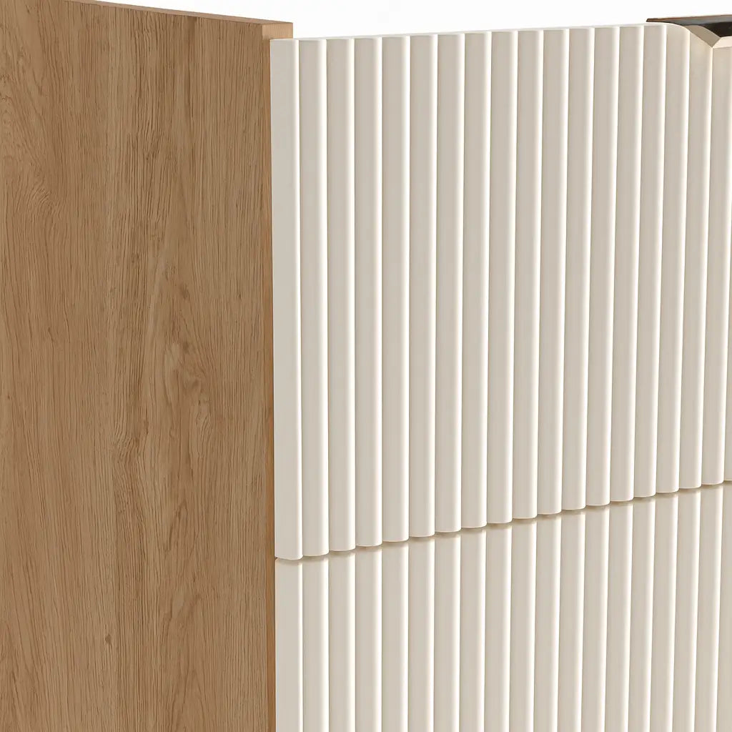 Szafka pod umywalkę 60 cm ryflowane fronty, bez blatu Willy - Biały/Orzech