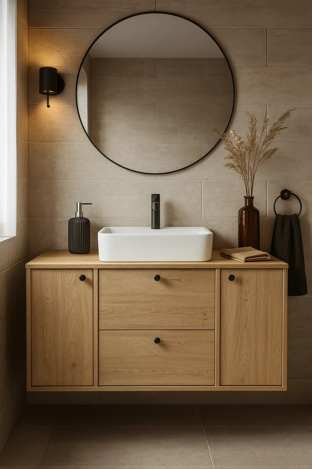 Szafka pod umywalkę z 2 drzwiami i 2 szufladami 120 cm Belino - Dąb Cremona