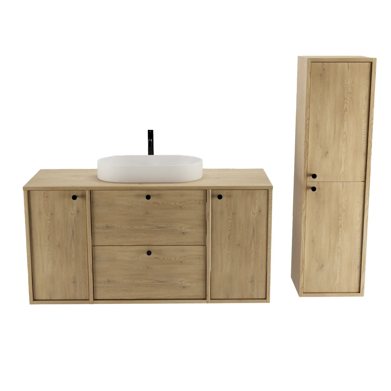 Szafka pod umywalkę z 2 drzwiami i 2 szufladami 120 cm Belino - Dąb Cremona