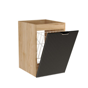 Szafka łazienkowa 40 cm z koszem na pranie Willy - Czarny/Orzech