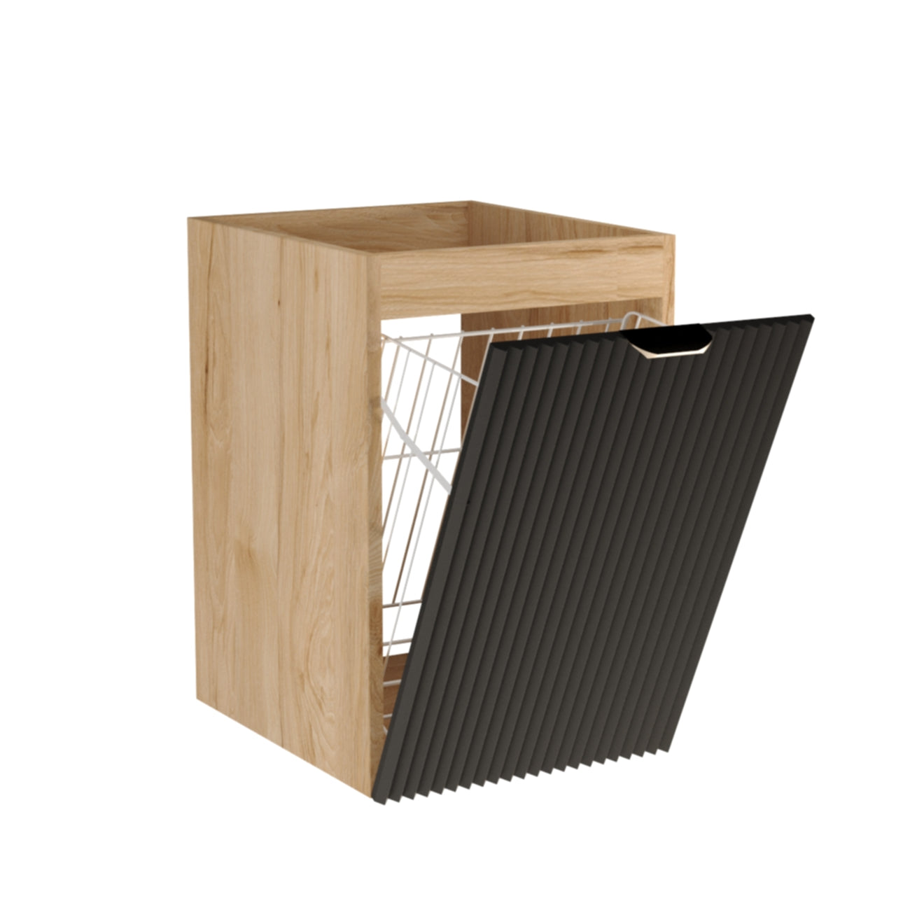 Szafka łazienkowa 40 cm z koszem na pranie Willy - Czarny/Orzech
