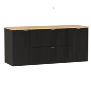 Szafka pod umywalkę z 2 drzwiami i 2 szufladami 140 cm Willy - Czarny/Orzech