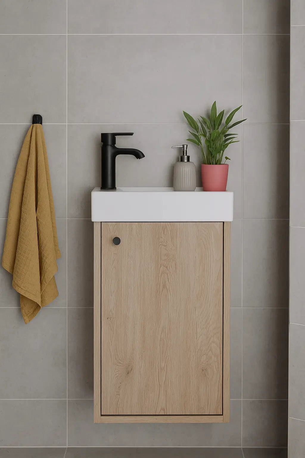 Szafka łazienkowa 40 cm z umywalką Belino - Dąb Cremona