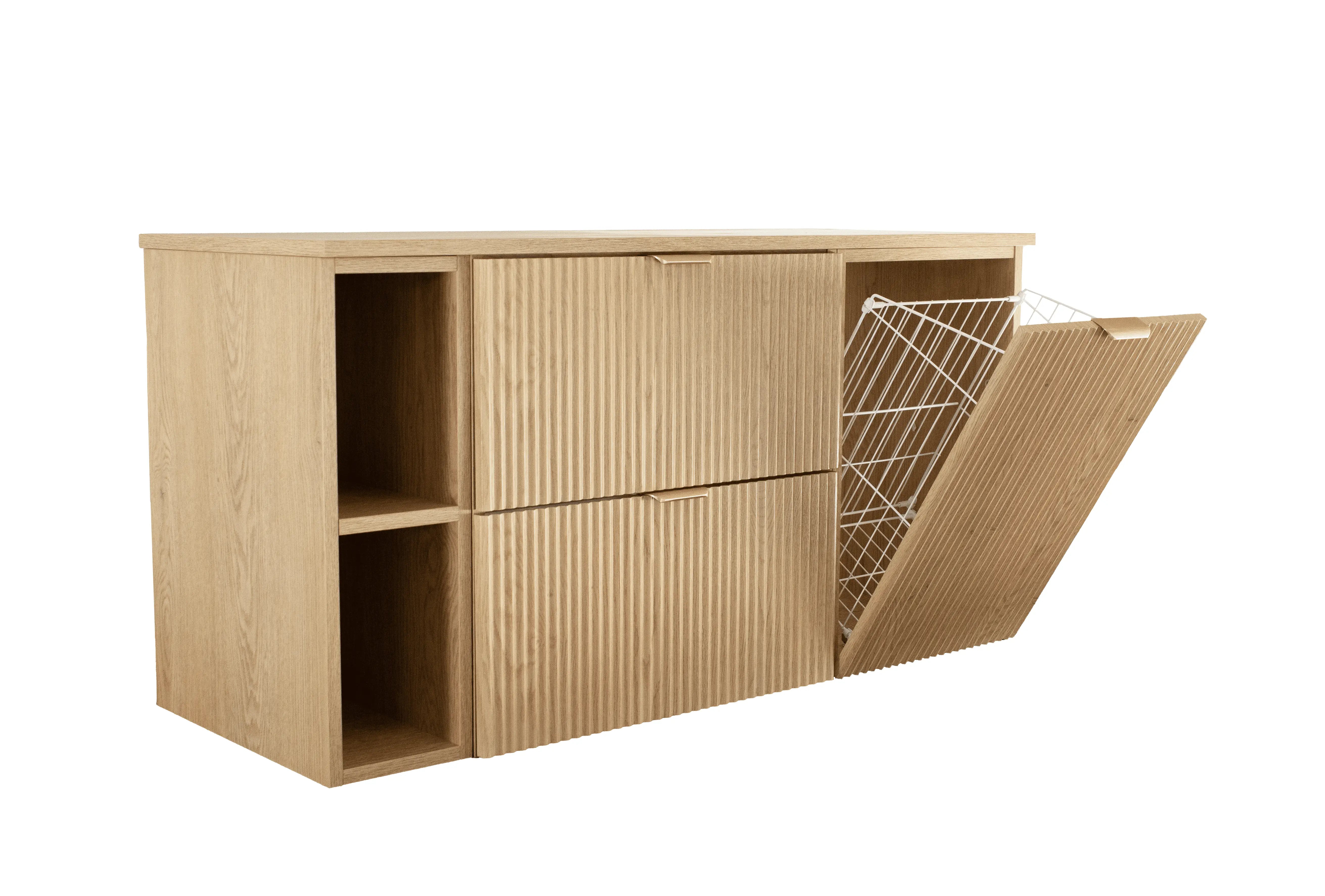 Szafka pod umywalkę z koszem na pranie i regałem 120 cm Dąb Cremona Willy