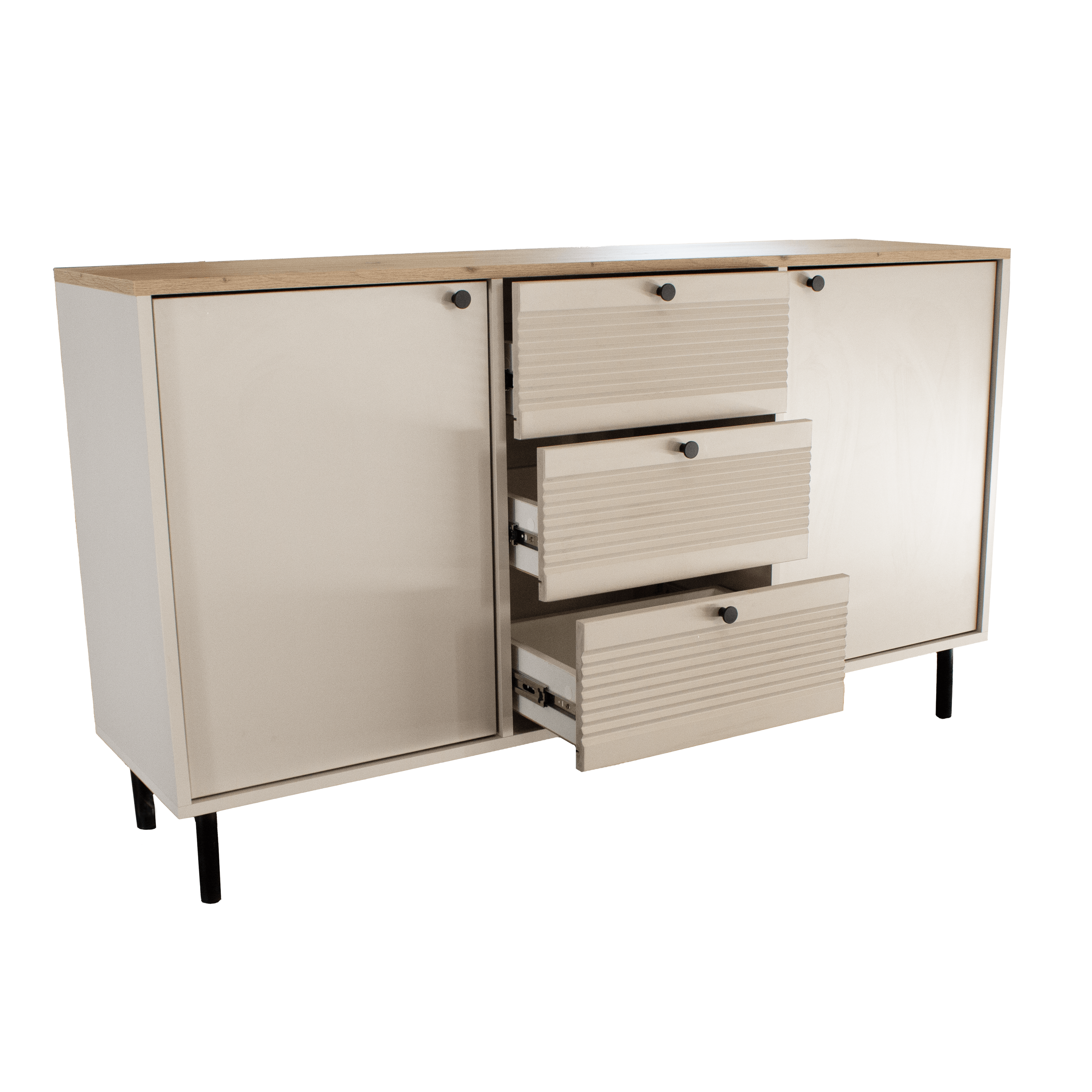 Komoda 150 cm, 2 drzwi, 3 szuflady Kaszmir/Dąb artisan Linea