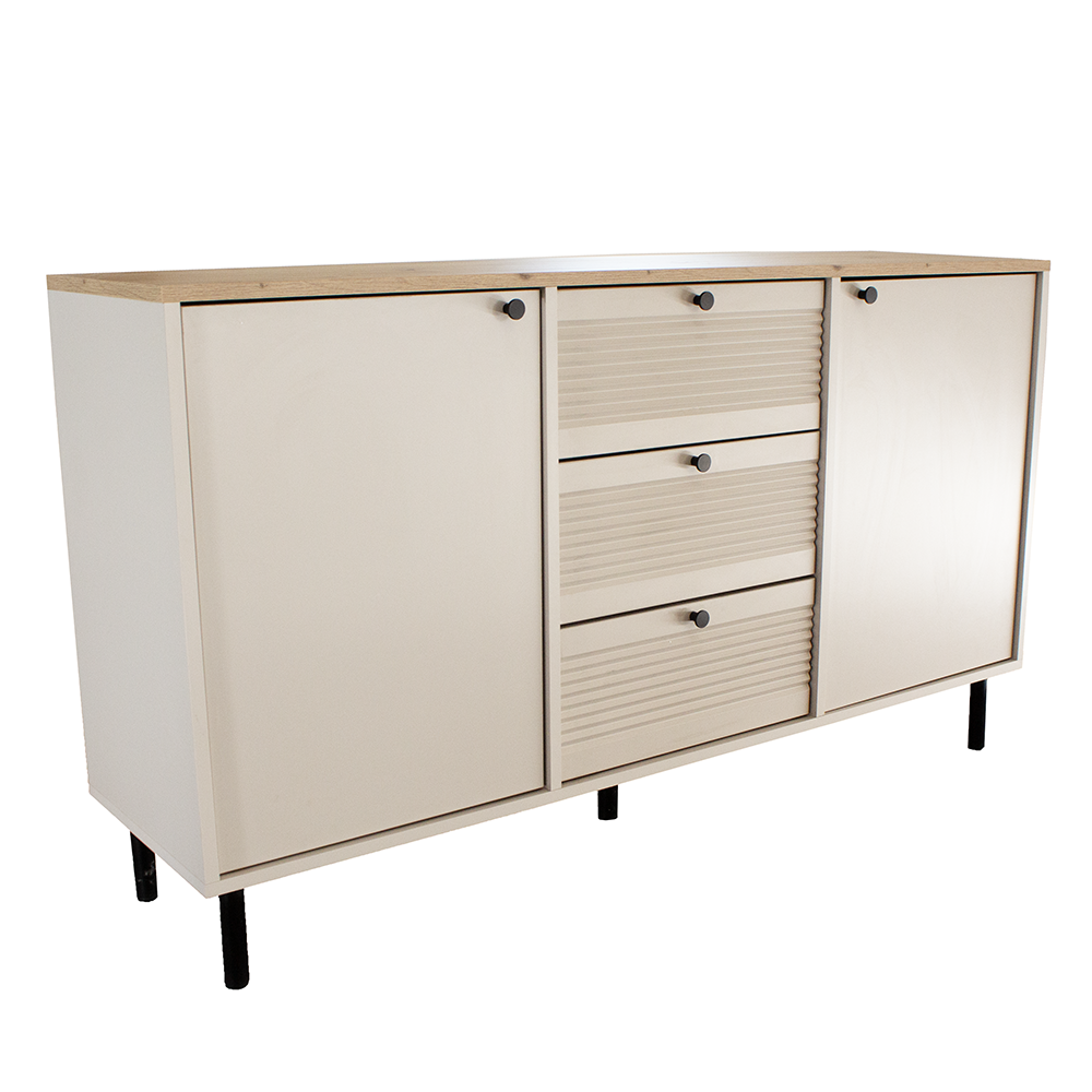 Komoda 150 cm, 2 drzwi, 3 szuflady Kaszmir/Dąb artisan Linea