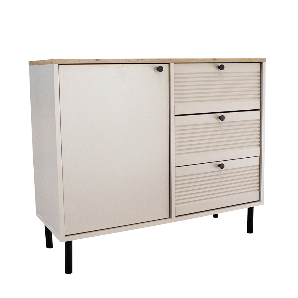 Komoda 100 cm, 1 drzwi, 3 szuflady Kaszmir/Dąb artisan Linea