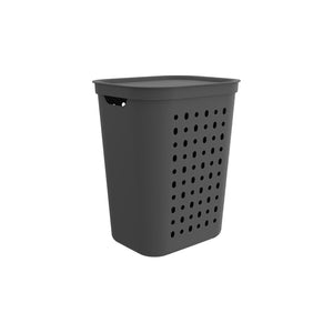 Antracytowy kosz na pranie JONA 55 l z pokrywą