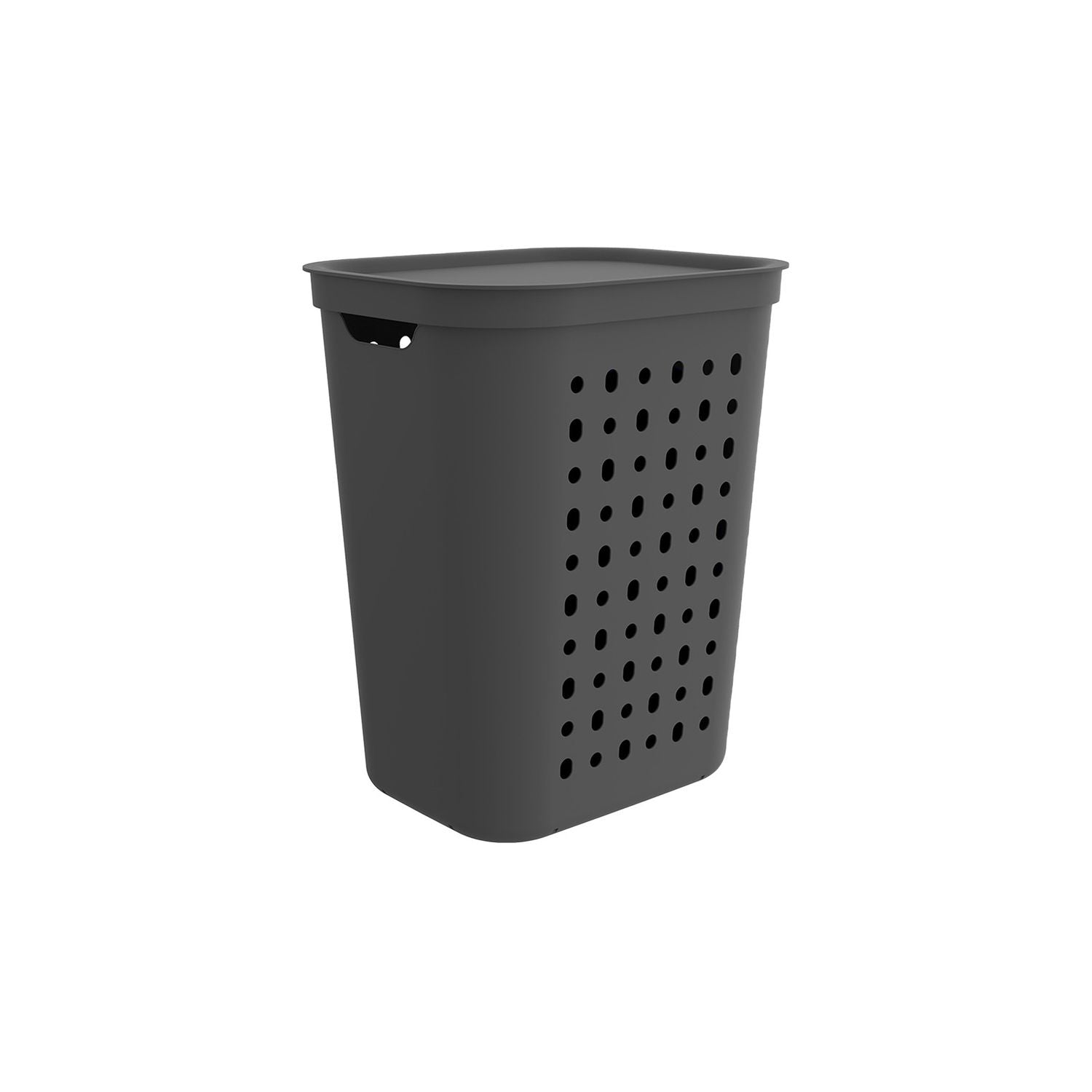 Antracytowy kosz na pranie JONA 55 l z pokrywą