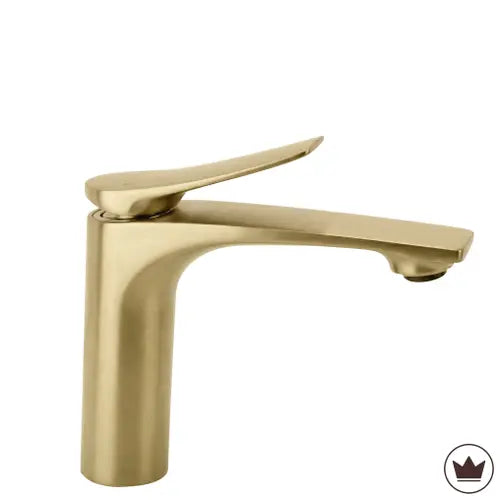 Bateria umywalkowa Vision premium złoto szczotkowane, elegancka armatura łazienkowa, mosiądz, ceramiczna głowica
