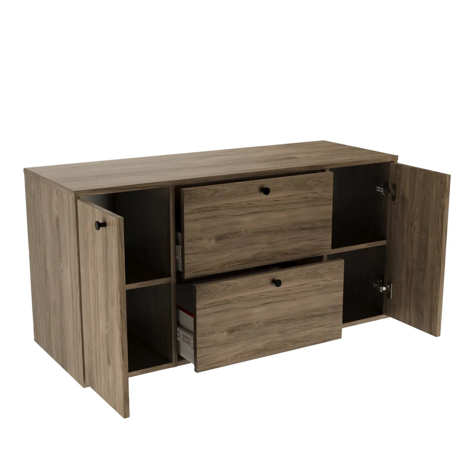 Szafka pod umywalkę z 2 drzwiami i 2 szufladami 120 cm Belino - Ciemny Orzech