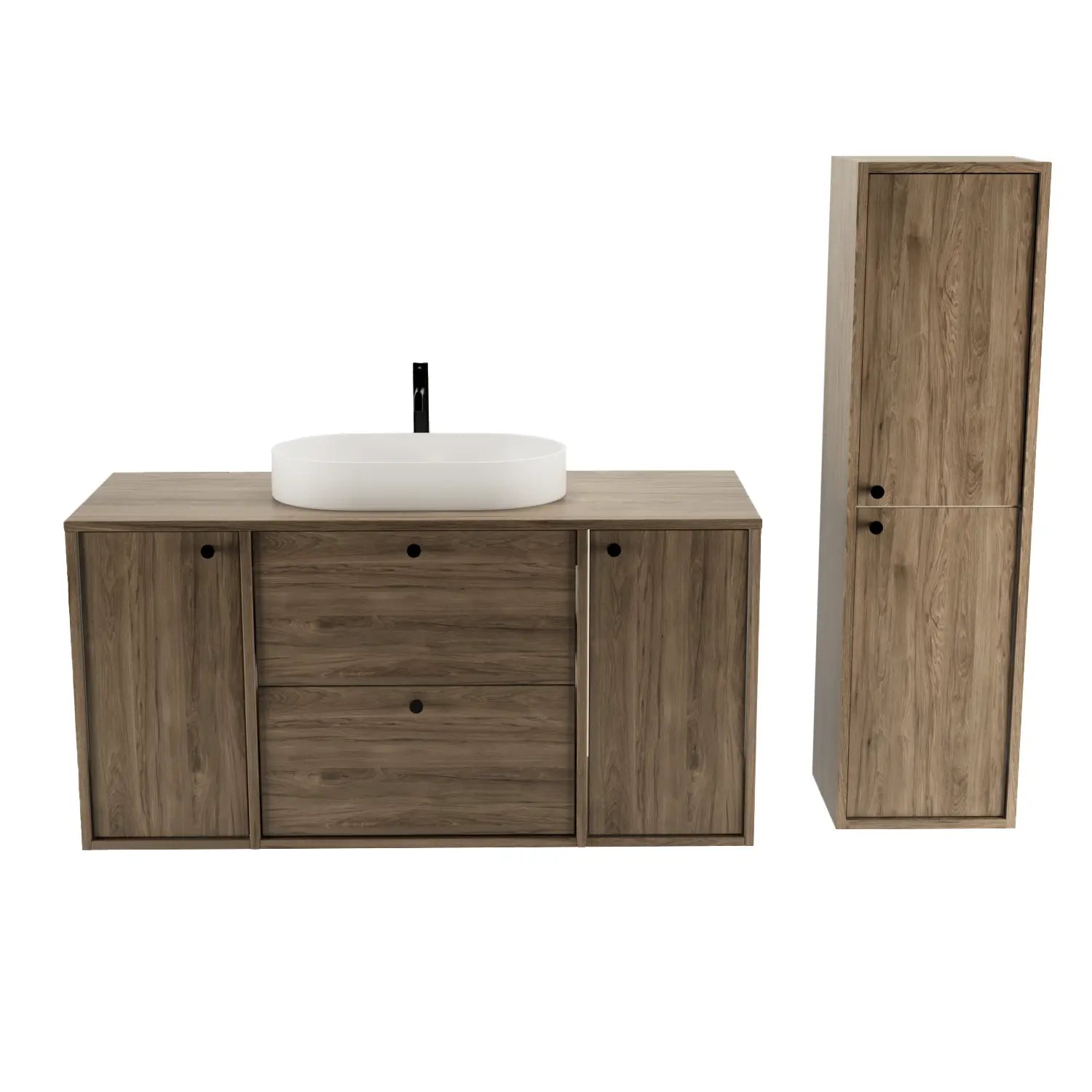 Szafka pod umywalkę z 2 drzwiami i 2 szufladami 120 cm Belino - Ciemny Orzech