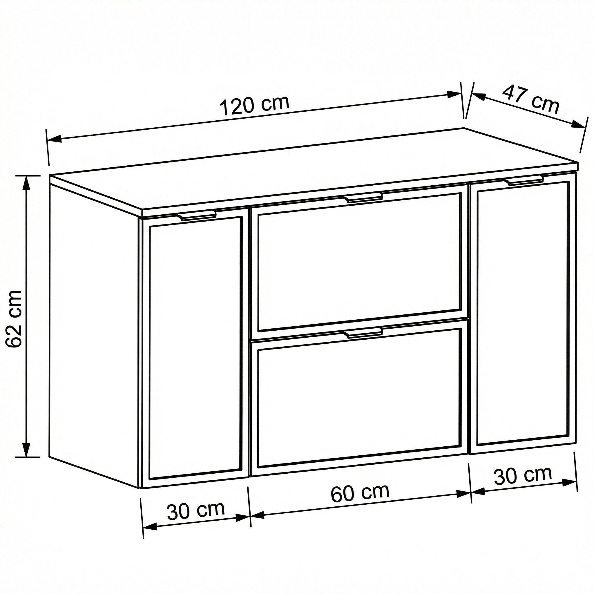 Szafka pod umywalkę z drzwiami i szufladami 120 cm Roma - Kaszmir/Dąb Cremona