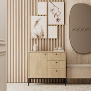 Komoda wąska 100 cm, 1 drzwi, 3 szuflady, na metalowym stelażu Dąb Cremona Gaja