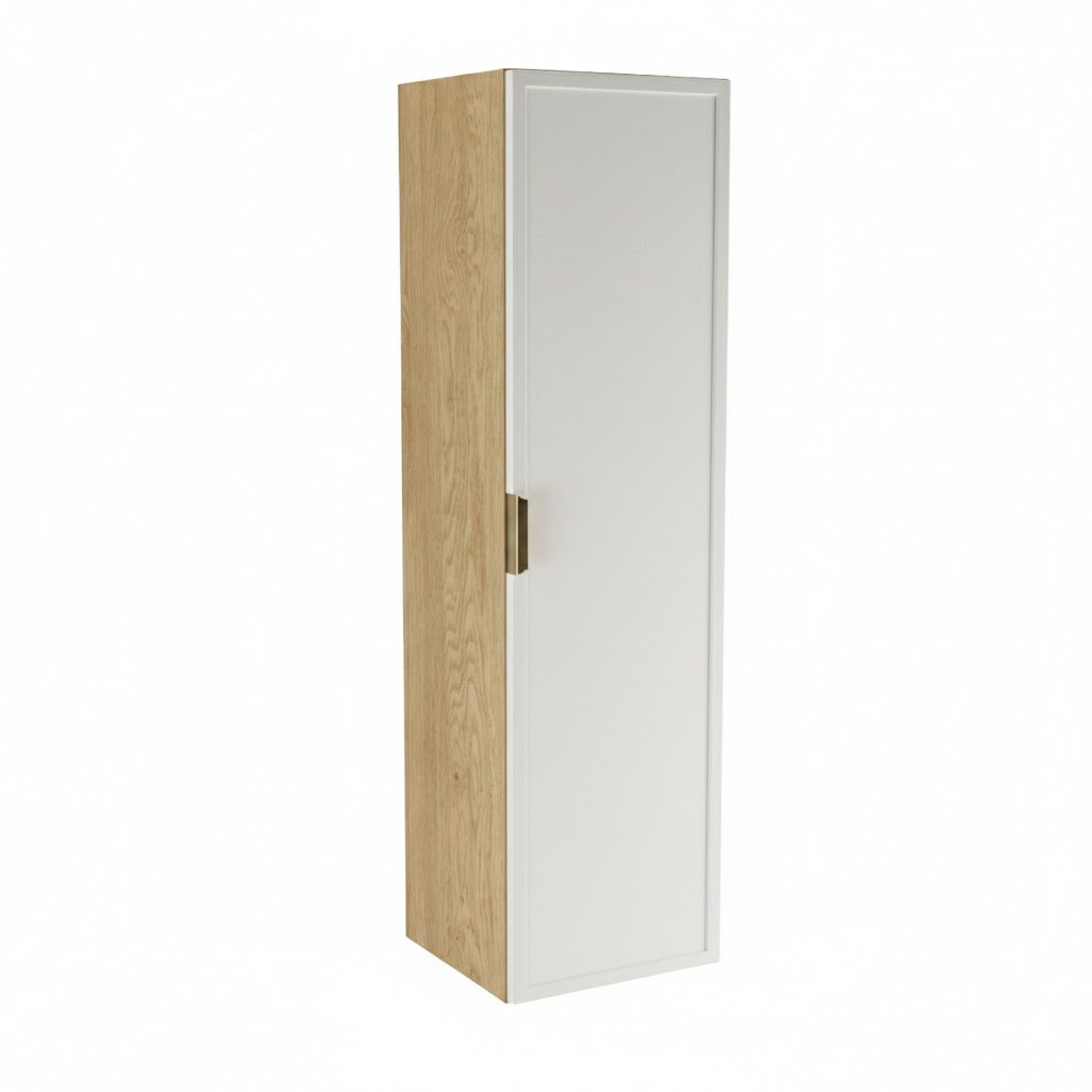 Słupek łazienkowy 120 cm biały dąb cremona Roma szafka łazienkowa z półkami MDF front biały korpus dąb cremona