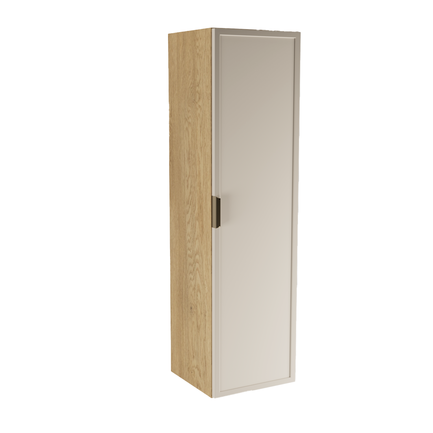 Słupek łazienkowy 120 cm kaszmir dąb cremona Roma szafka łazienkowa z półkami MDF front kaszmir korpus dąb cremona