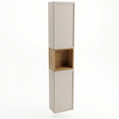 Słupek łazienkowy 150 cm, 2 drzwi, półki i regał Roma - Kaszmir/Dąb Cremona
