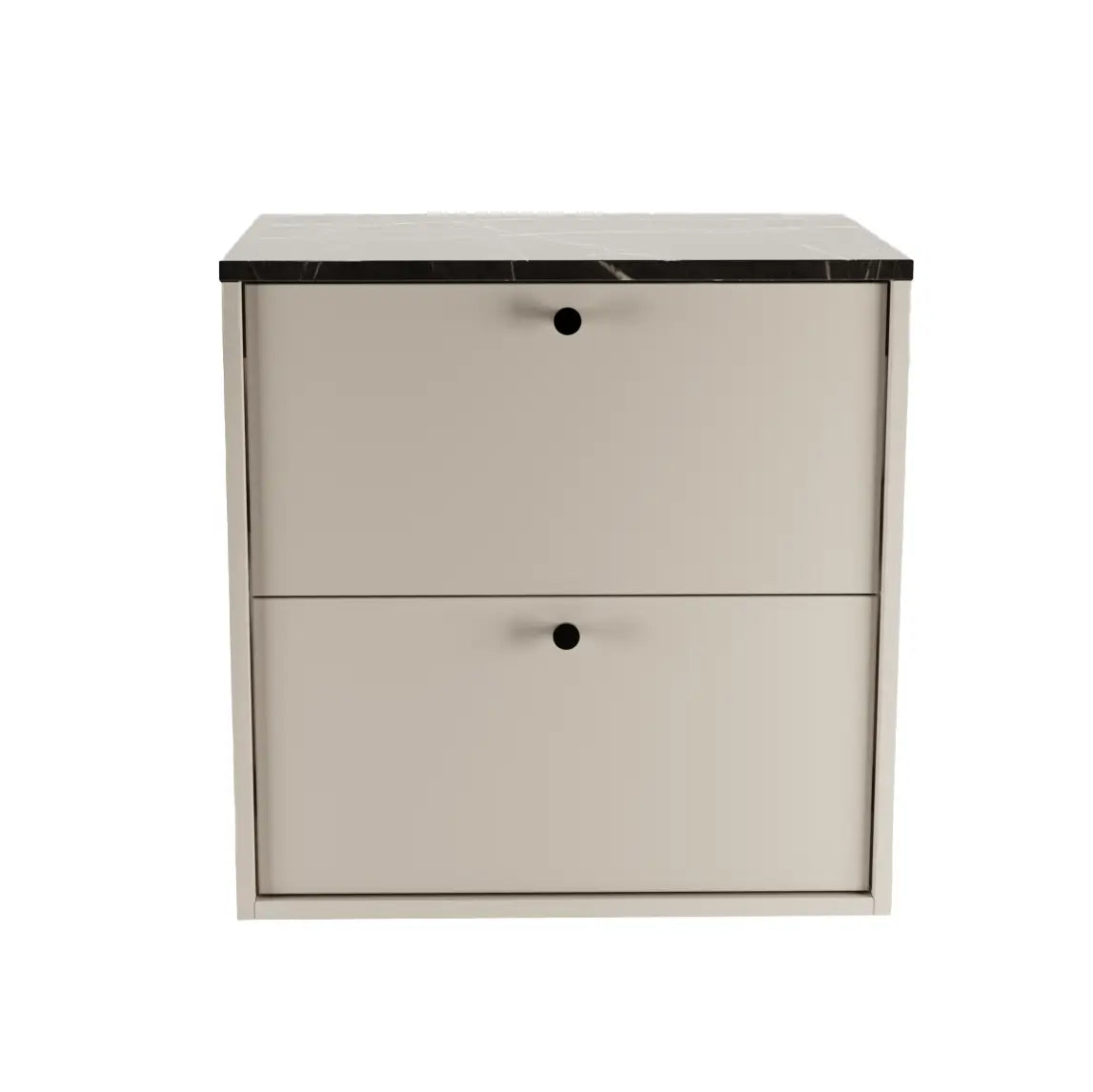Szafka łazienkowa pod umywalkę 60 cm Belino - Kaszmir/Marmur Czarny blat
