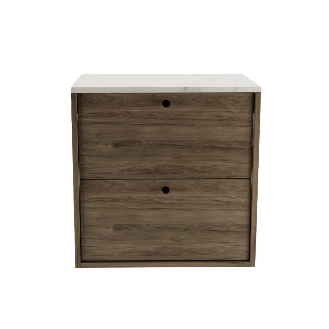 Szafka łazienkowa pod umywalkę 60 cm Belino - Ciemny Orzech/Marmur Bianco blat