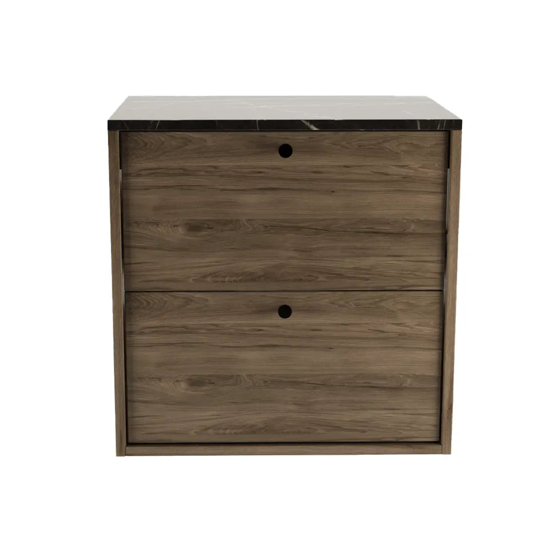 Szafka łazienkowa pod umywalkę 60 cm Belino - Ciemny Orzech/Marmur Czarny blat