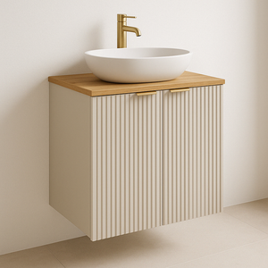 Szafka łazienkowa z drzwiami 60 cm Willy - Kaszmir/blat Orzech