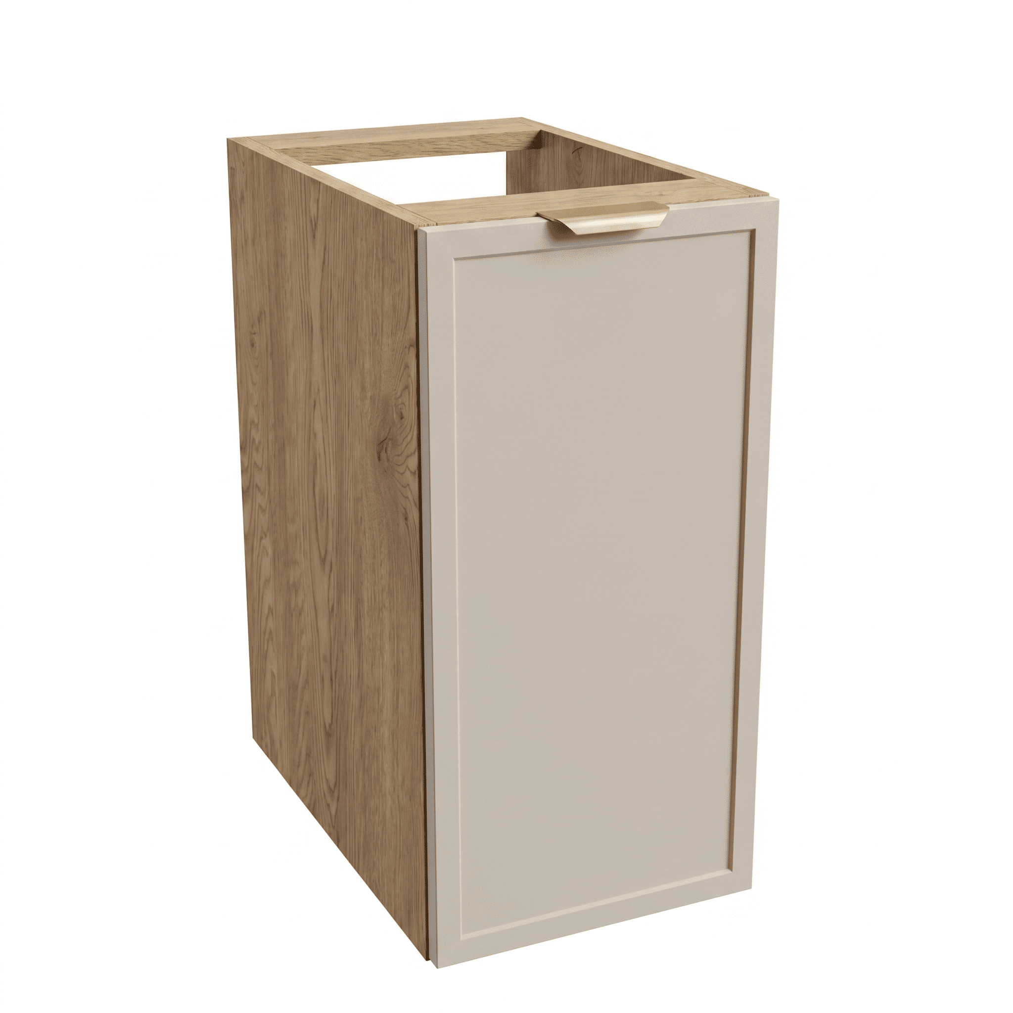 Szafka łazienkowa 30 cm Roma Kaszmir/Dąb Cremona z drzwiami i półką – kompaktowy mebel o naturalnym, eleganckim wykończeniu