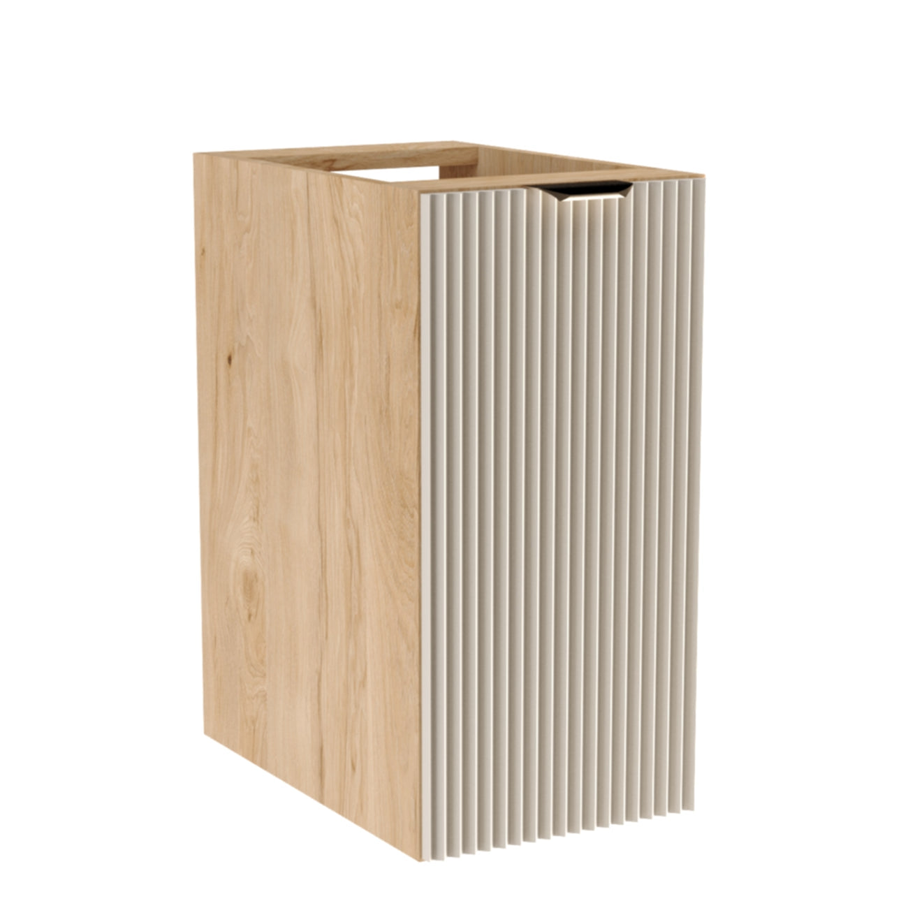 Szafka łazienkowa 30 cm Kaszmir/Orzech Willy z ryflowanym frontem MDF i półką, elegancka i funkcjonalna do łazienki.