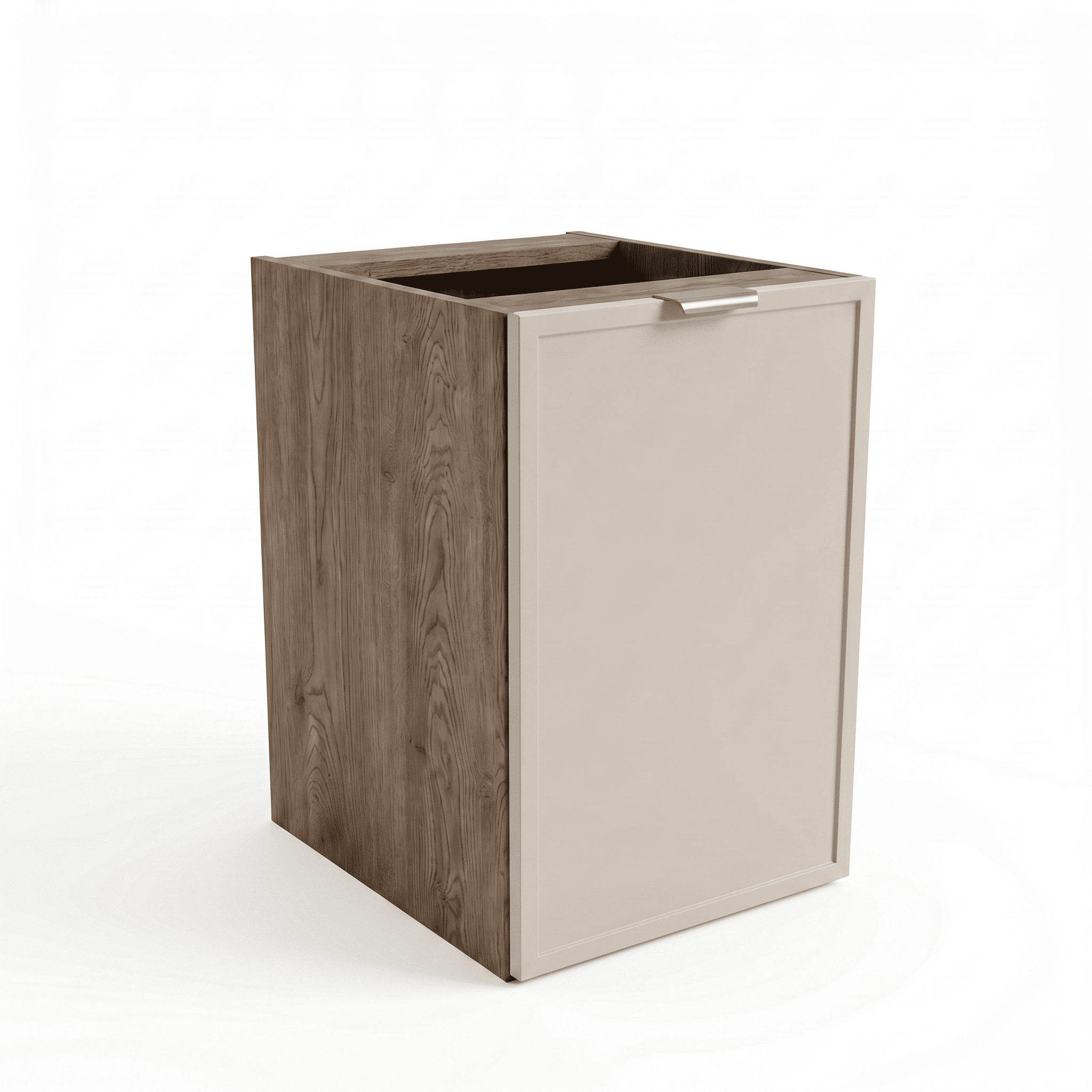 Szafka łazienkowa 40 cm Roma Kaszmir/Orzech Ciemny z koszem na pranie – elegancki mebel o kontrastowym, nowoczesnym wykończeniu