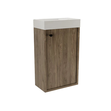 Szafka łazienkowa Belino 40 cm Ciemny Orzech z umywalką, kompaktowa i elegancka, idealna do małych łazienek i nowoczesnych aranżacji.