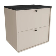 Szafka łazienkowa pod umywalkę Belino 60 cm Kaszmir z blatem Marmur Czarny Royal, dwie szuflady, nowoczesny i elegancki design.