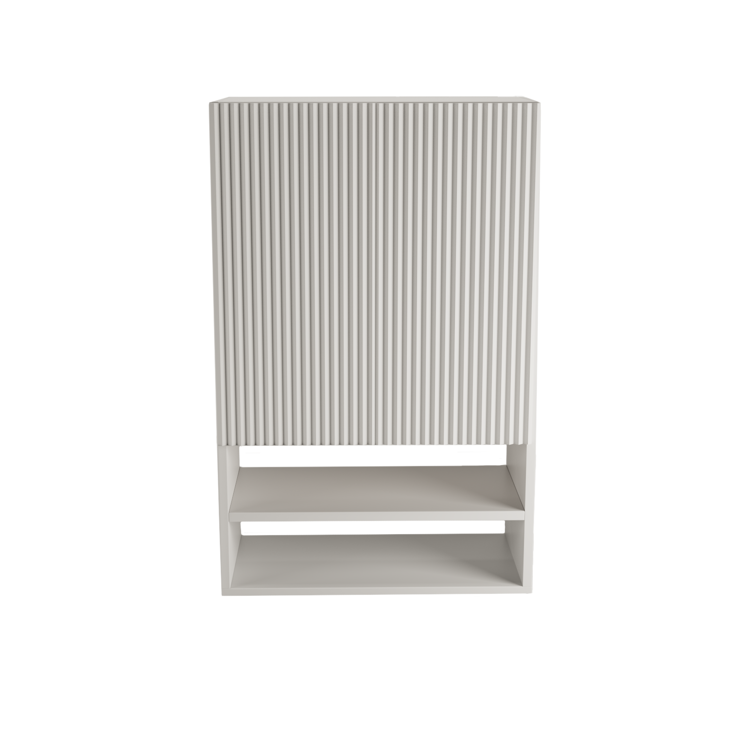 Biała szafka łazienkowa wisząca 60 cm Willy z ryflowanym frontem do montażu nad Geberit – nowoczesna szafka do łazienki.