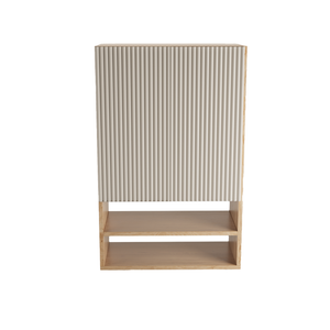 Szafka łazienkowa wisząca Willy 60 cm kaszmir/orzech z ryflowanym frontem do montażu nad Geberit – nowoczesna szafka do łazienki.