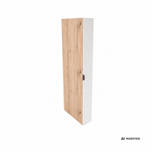 Wąska szafka do pralni Orio 20 cm Biały/Dąb artisan z prawostronnym koszem Cargo
