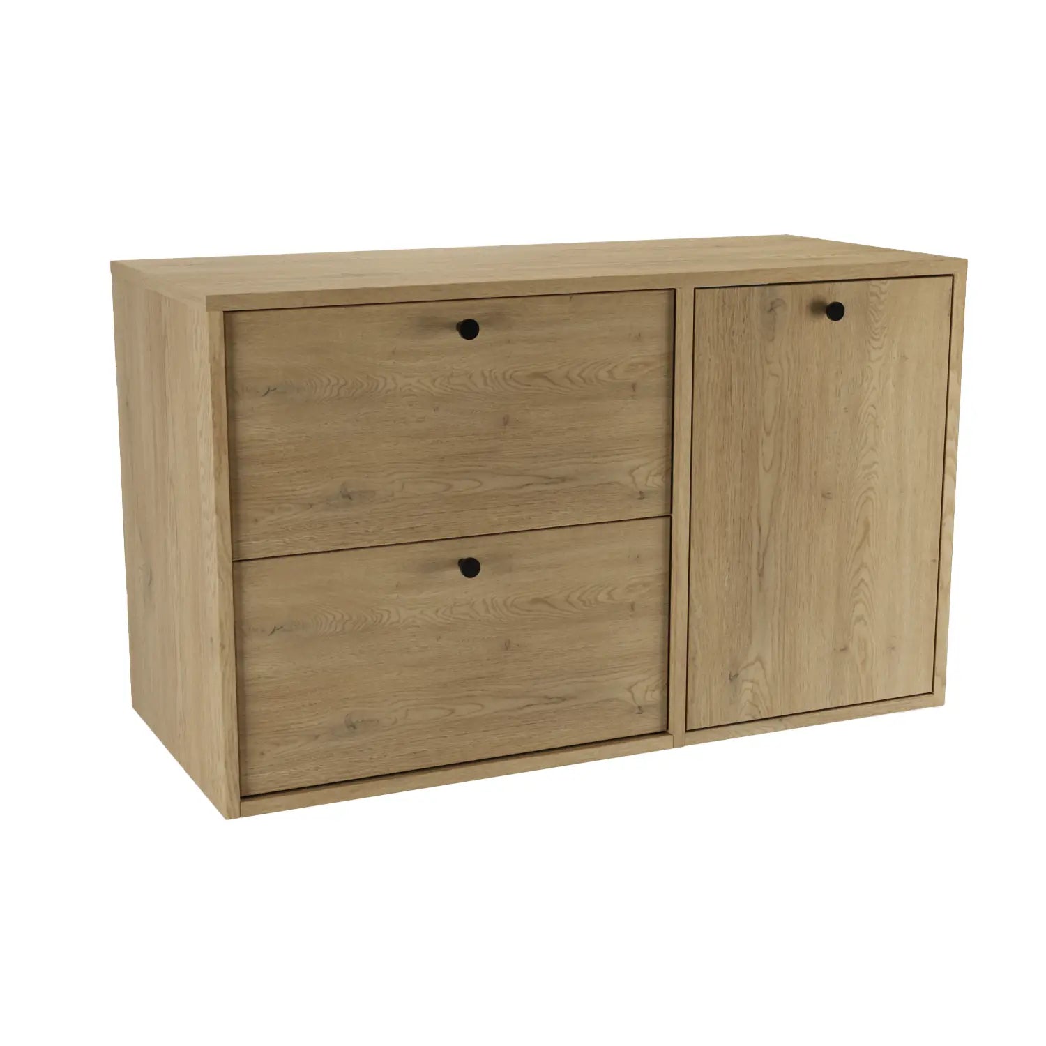 Szafka pod umywalkę Belino 100 cm Dąb Cremona z koszem na pranie – elegancka i funkcjonalna szafka łazienkowa z minimalistycznym designem.